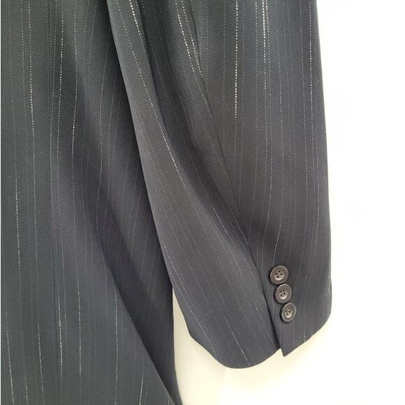 Vicci Uomo Italian Black Stripe 5 Button Single Breasted Blazer Suit Jacket - Picture 13 of 15